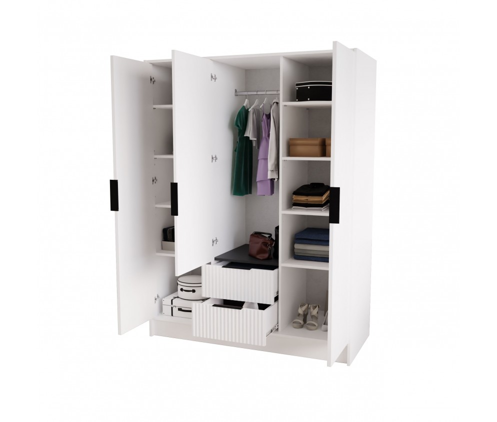 Schwenktürschrank Nello Lamellen mit Spiegel 150