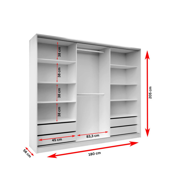 Schiebeschrank Diana 180 Weiß Matt Netherlands
