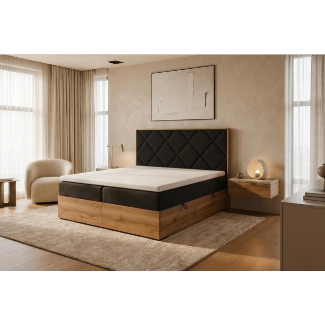 Kontinentales Bett Terra 16 Eiche Wotan – Auswahl an Stoffen