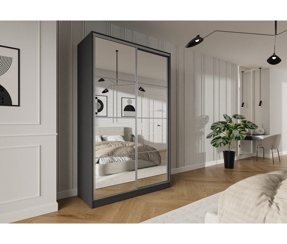 NETHERLANDS Schwebetürenschrank Trend 2 150 Weiß/Schwarz/Kastanie/Artisan Eiche/Graphit