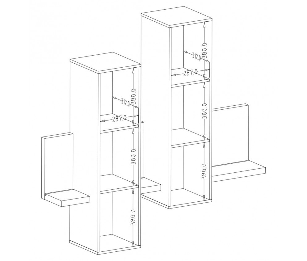 Hängende Vitrine mit Regal Tabo 04 Weiß/Beton