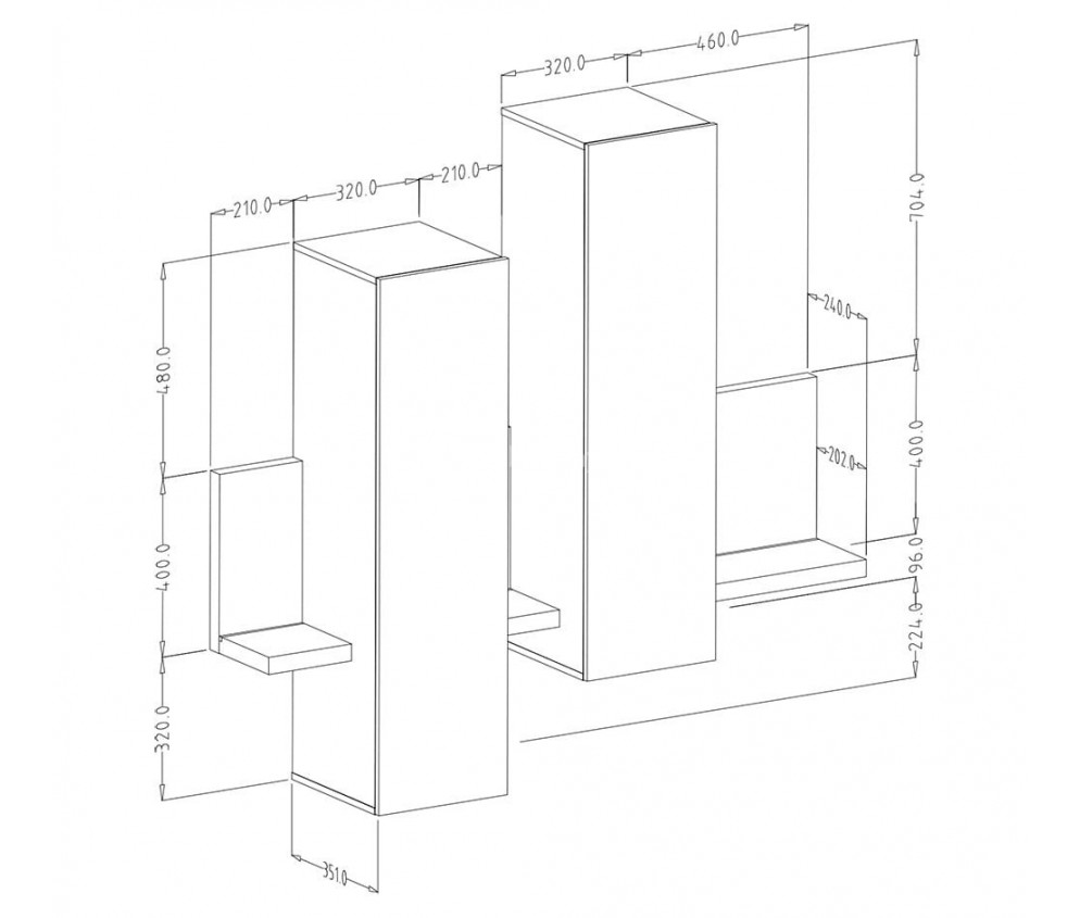 Hängende Vitrine mit Regal Tabo 04 Weiß/Beton