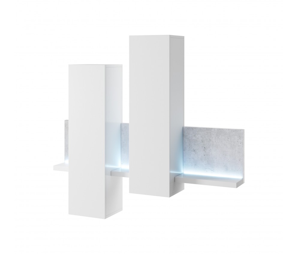 Hängende Vitrine mit Regal Tabo 04 Weiß/Beton