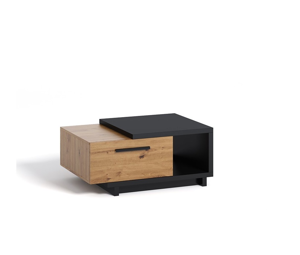 Couchtisch Ive 90 Schwarz Matt/Eiche Artisan