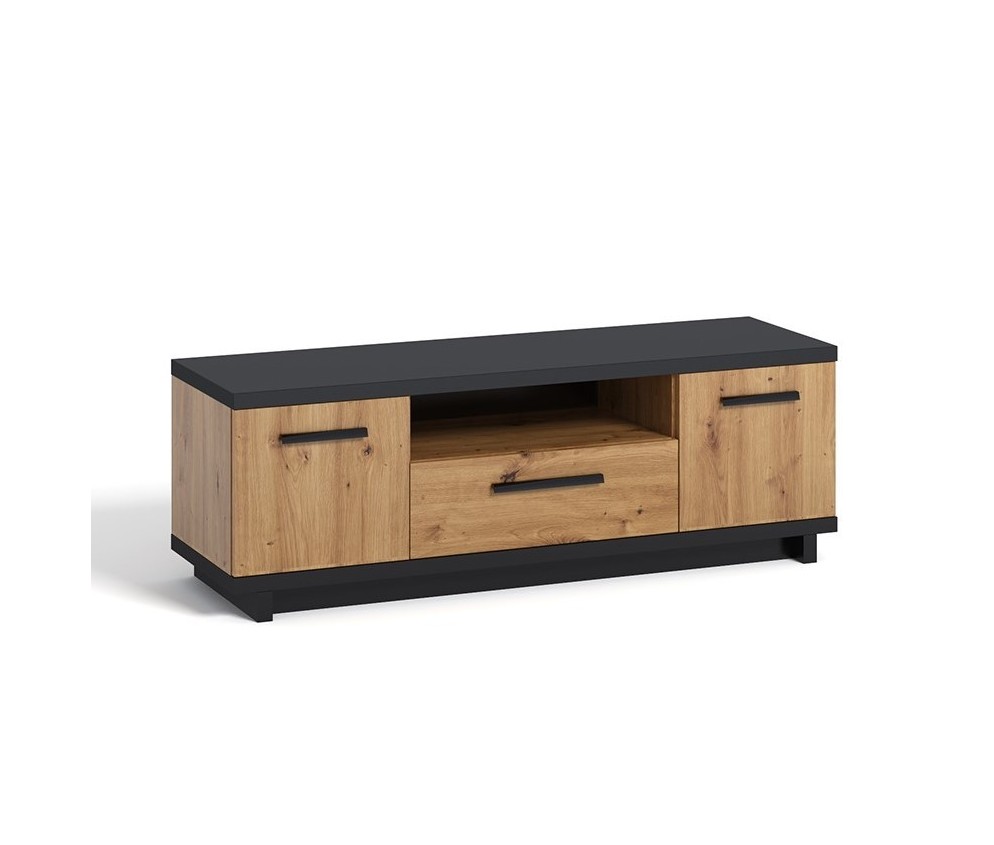 Tisch-RTV Ive Schwarz Matt/Eiche Artisan