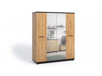 Schrank Ive 4D Schwarz Matt/Eiche Artisan