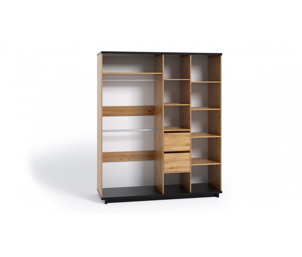 Schrank Ive 4D Schwarz Matt/Eiche Artisan